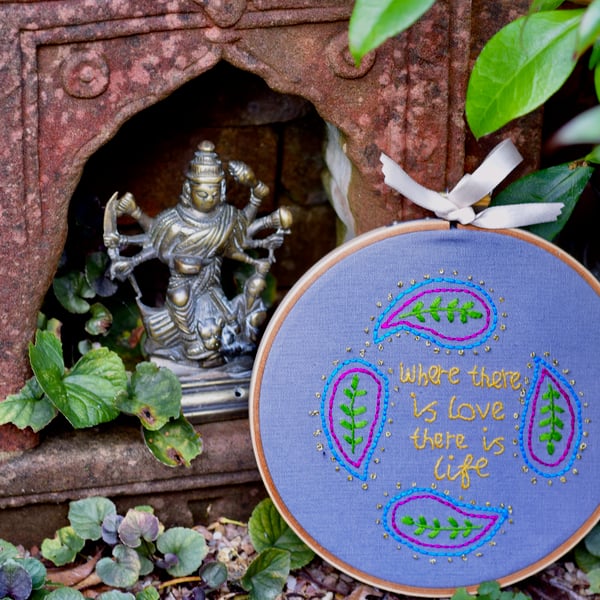 Gandhi quote embroidery hoop.