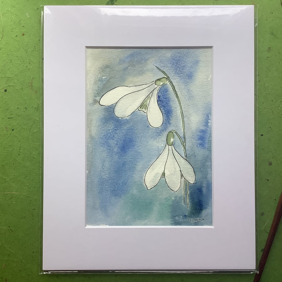 Snowdrops. Original watercolour. Painting. Flowers. Spring