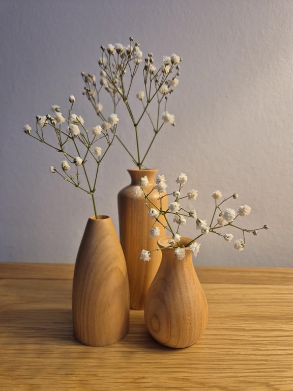 Set of 3 minature woodturned vases