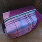 Woollen and tartan  cosmetic or toiletry bag