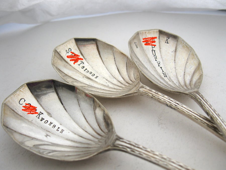 Three Very Rude Handstamped Vintage Spoons