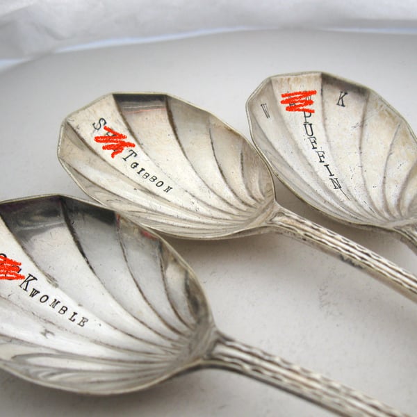 Three Very Rude Handstamped Vintage Spoons