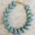 Ocean blue ceramic heart bracelet 