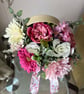 Small cream hatbox with flower arrangement  - Image 5