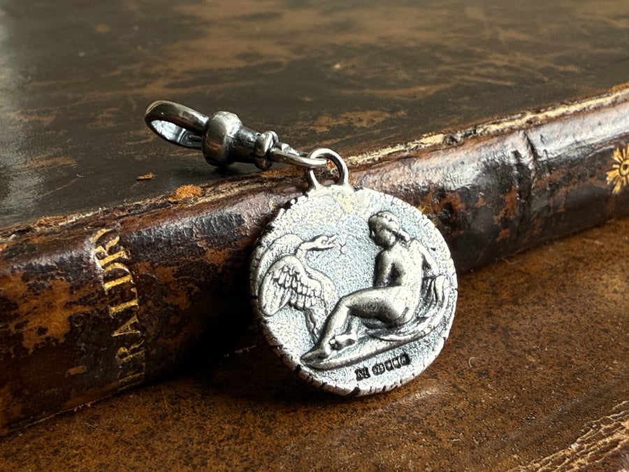 Double Sided Leda and the Swan Mythology Wax Seal Clip On Pendant Charm