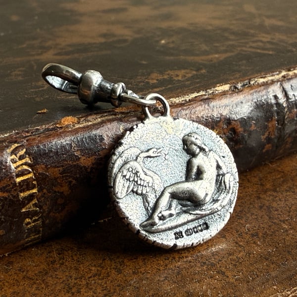 Double Sided Leda and the Swan Mythology Wax Seal Clip On Pendant Charm