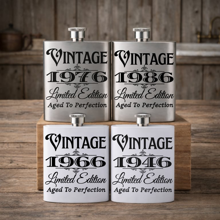 Birthday Year Stainless Steel Hip Flask Vintage (year) Limited Edition 