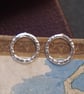 Hammered Sterling silver round hoop stud earrings, recycled Eco-friendly silver