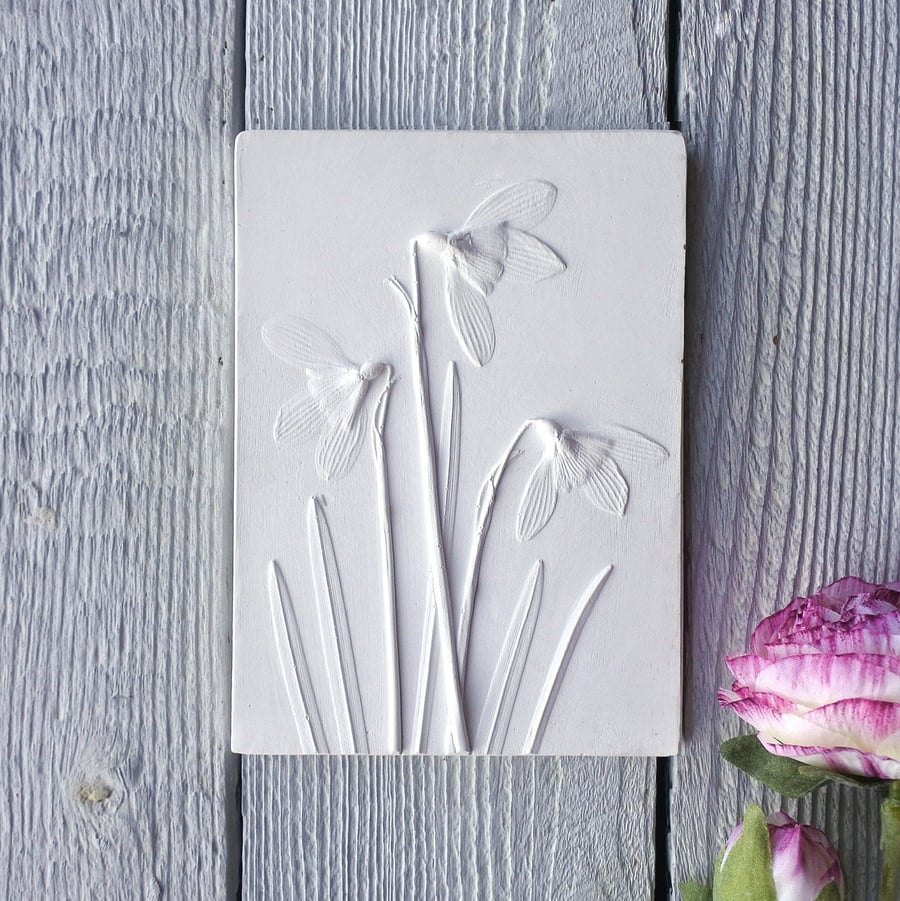 Snowdrop Plaster Cast Botanical Wall Art