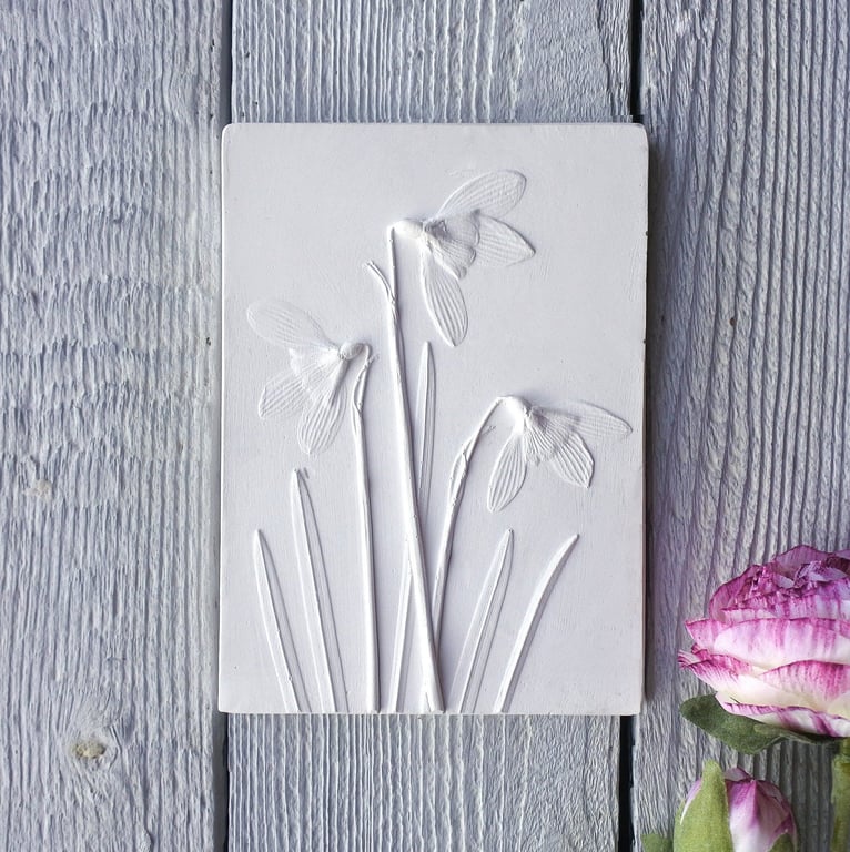 Snowdrop Plaster Cast Botanical Wall Art