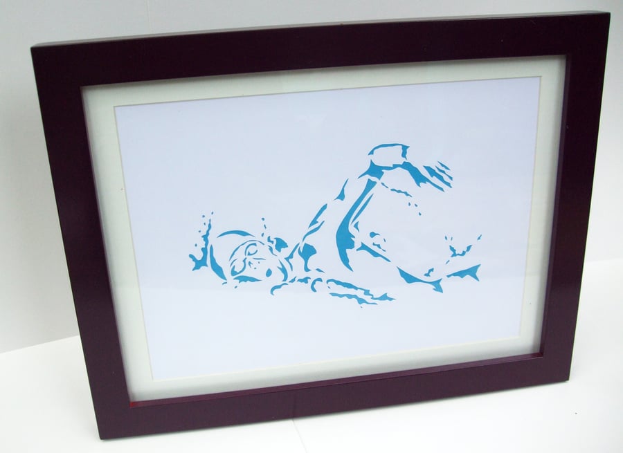 Paper cut Art - Swimming Picture, Swimmer Picture, Sport, Artwork, Hand cut art 