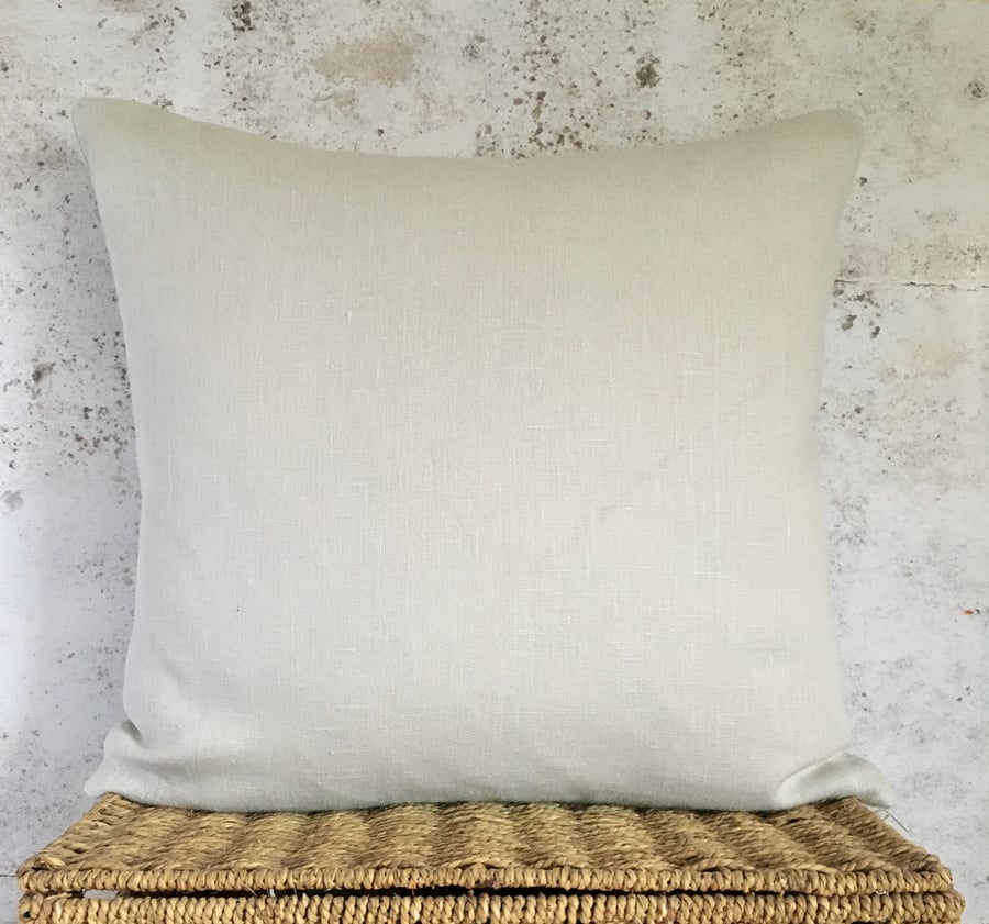 Pale Stone Washed Linen Cushion Cover