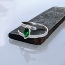 Recycled Handmade Sterling Silver Marquise Lab Created Emerald