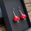 Red Spotty Lampwork & Sterling Silver Earrings