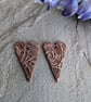 Artisan Made Copper Long Heart Charms Scroll and Loop Design 1 pair - Image 2