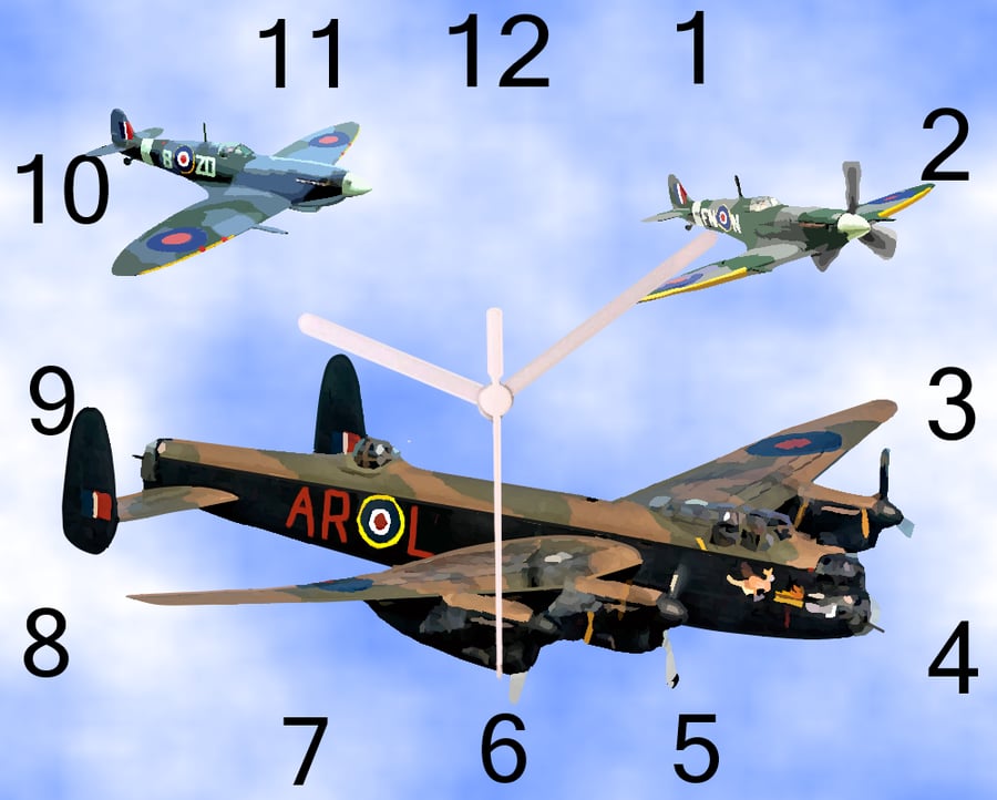 avro lancaster spitfire, wall hanging clock raf classic , spitfire