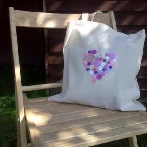 Heart Button Collage Calico Shopper/Tote Bag