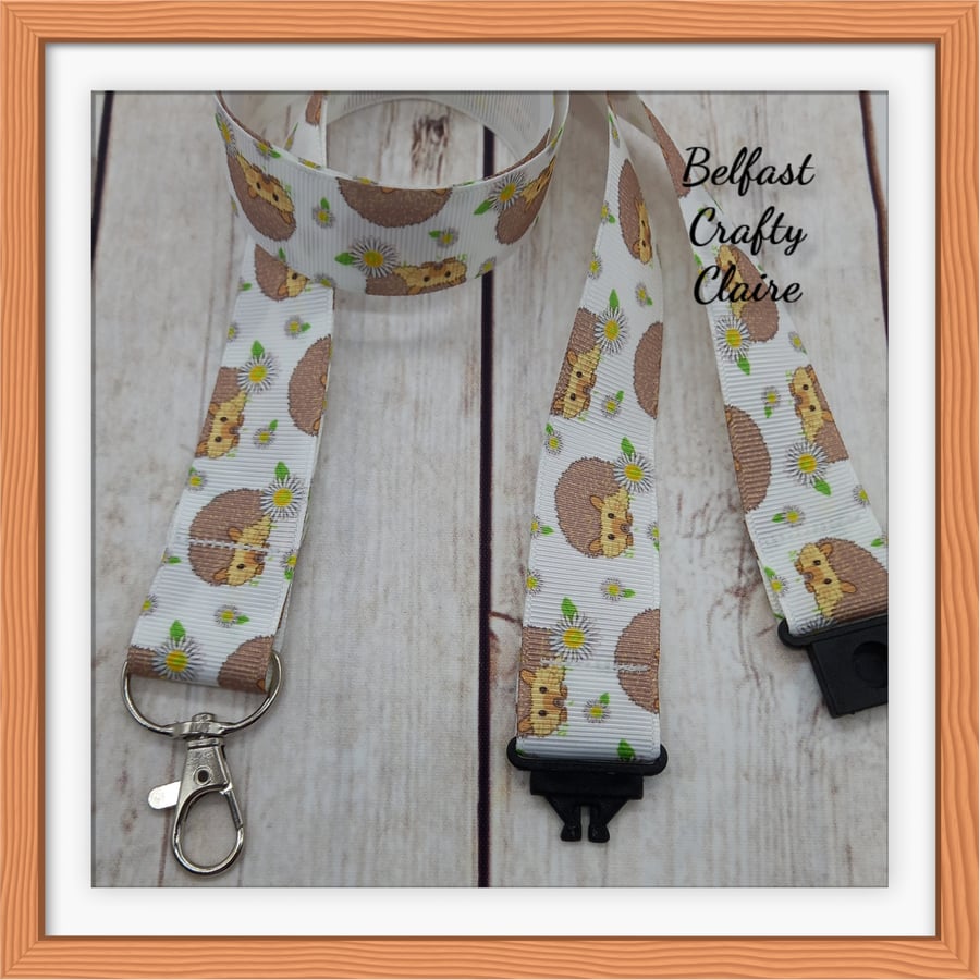 Lanyard Neck Strap - Hedgehog Theme - Badge ID Phone Keys Office Travel - Gift