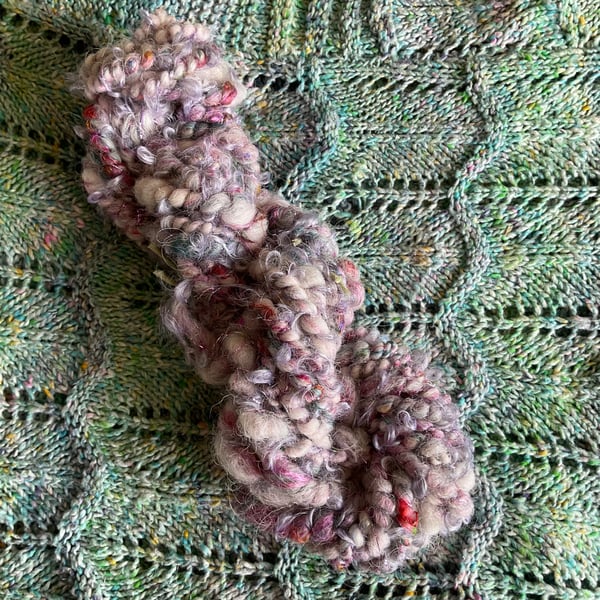 Summer seconds: Hand spun art yarn - wool, silk and mohair