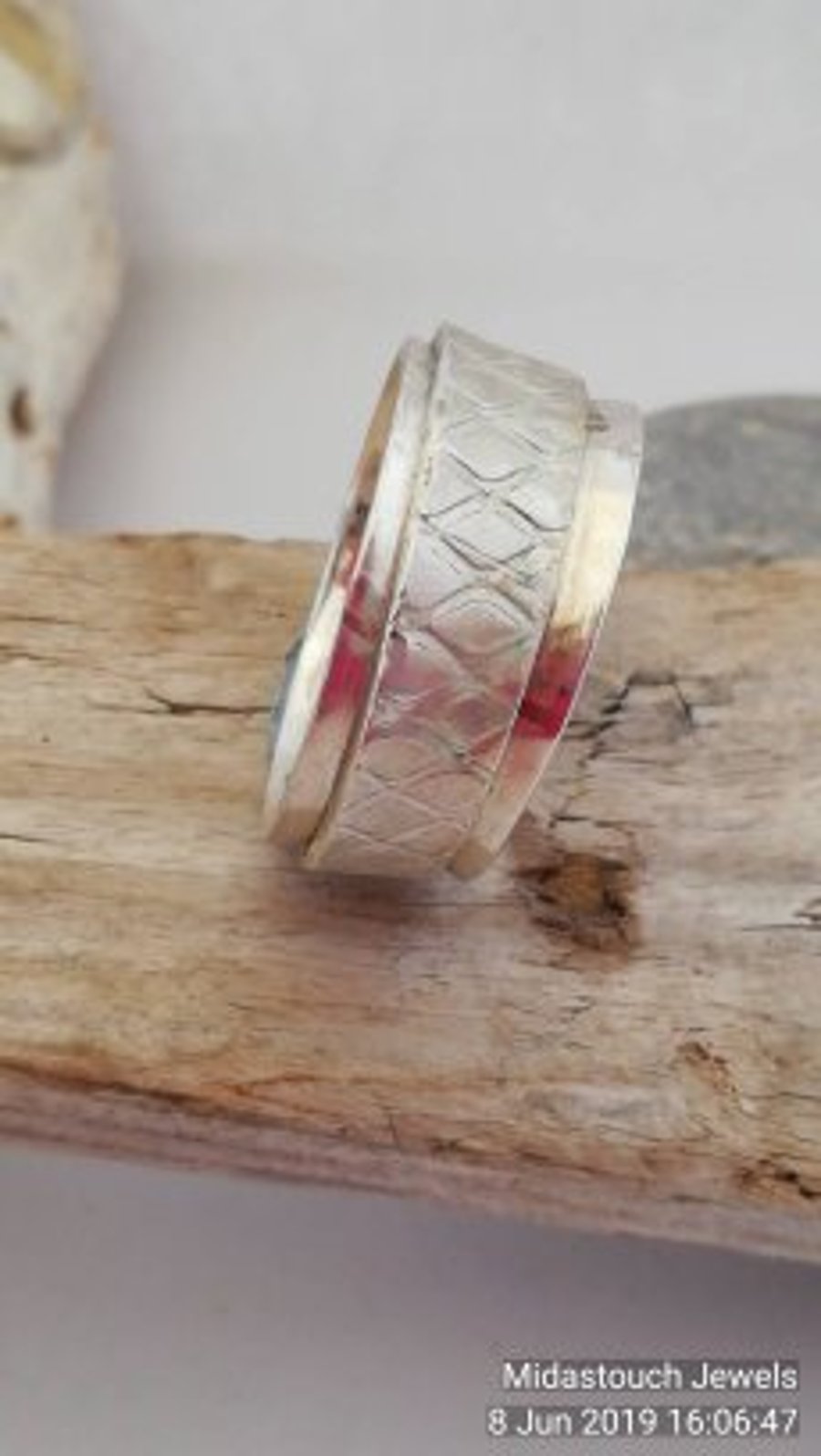 Chunky textured Silver Wedding Ring