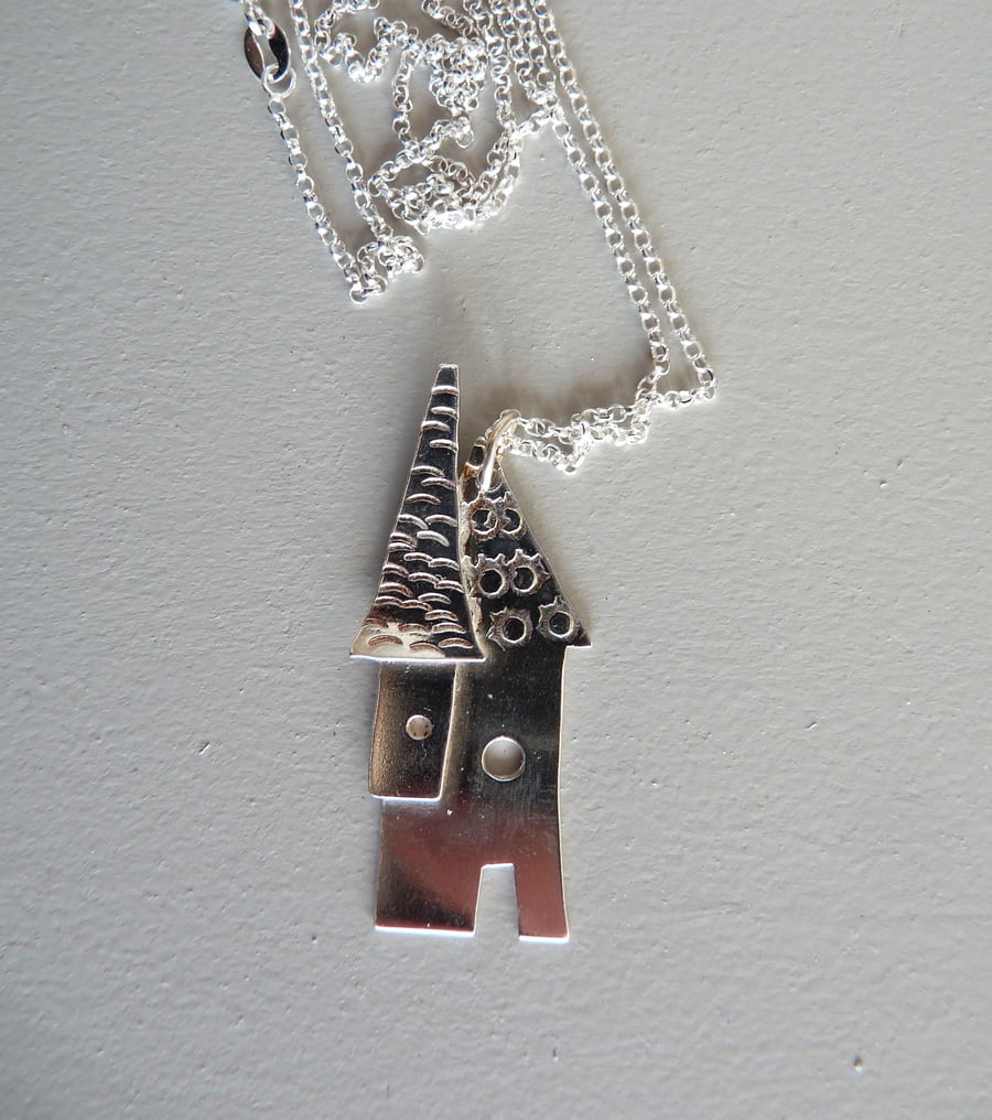 Little Turret silver House pendant necklace