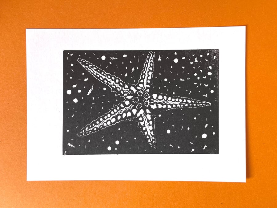 Starfish Lino Print A5 Size
