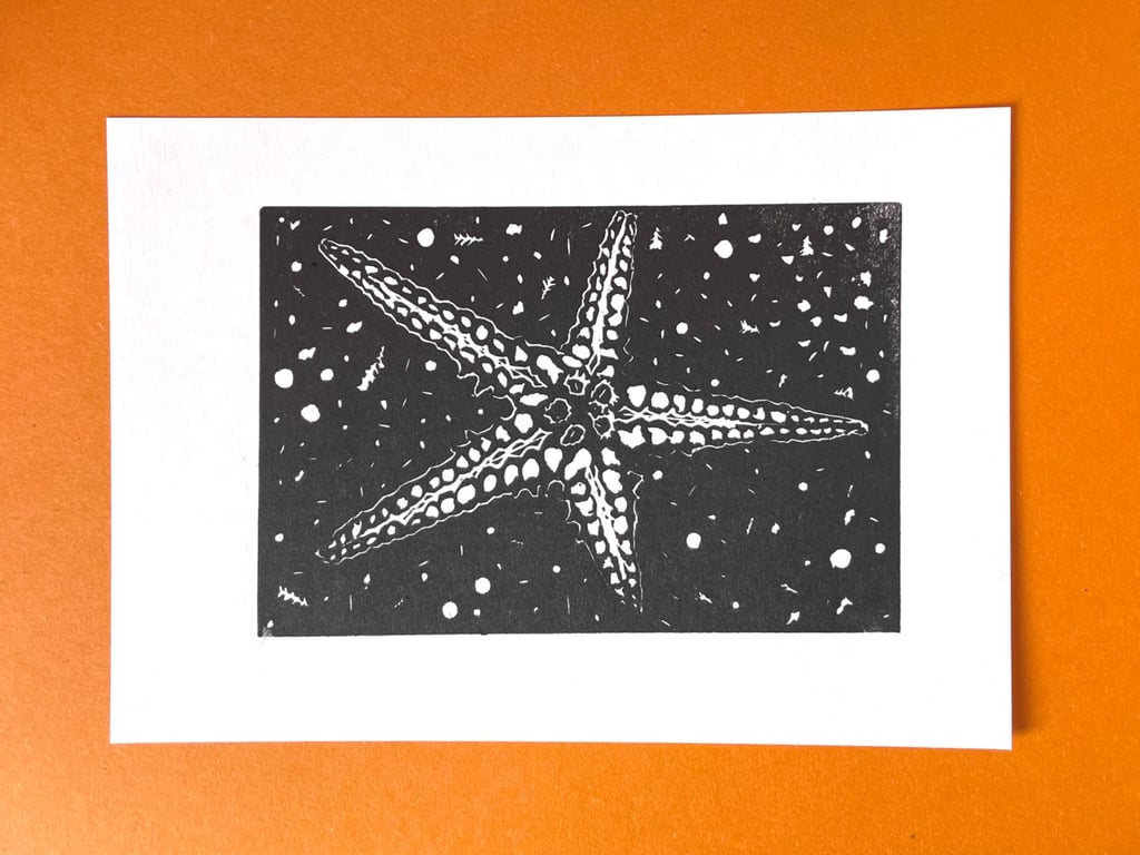 Starfish Lino Print A5 Size