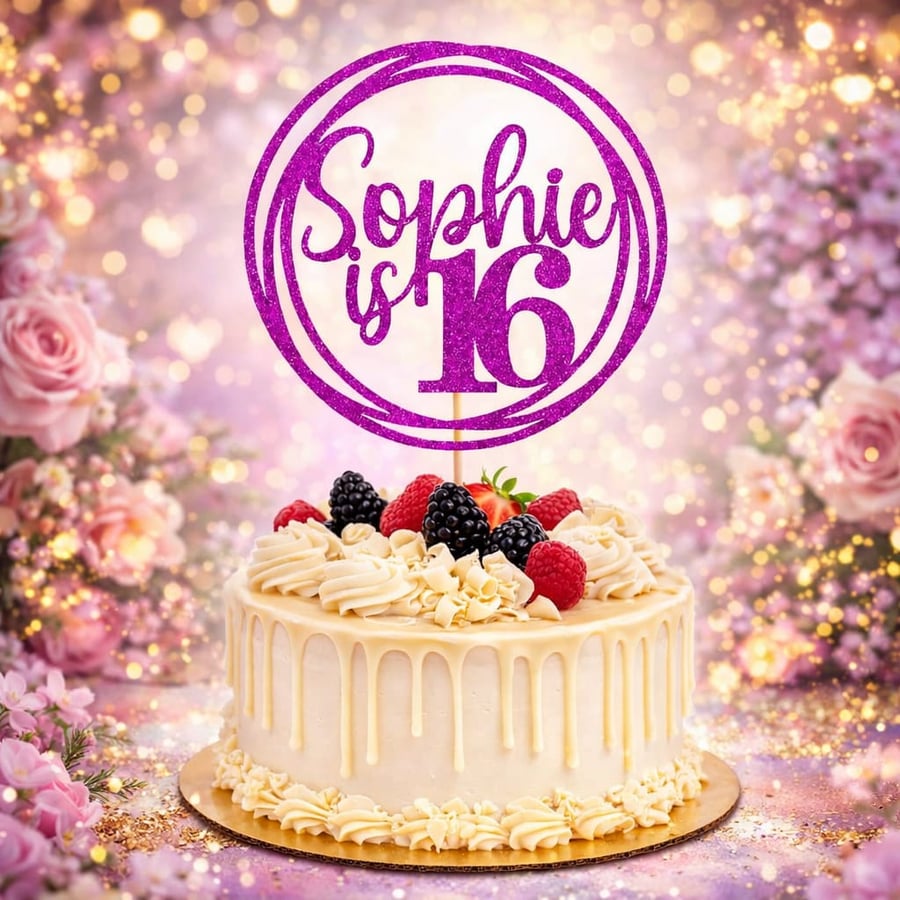 Happy 16th Birthday Cake Topper, 16th Birthday Cake Topper, Custom Cake Topper