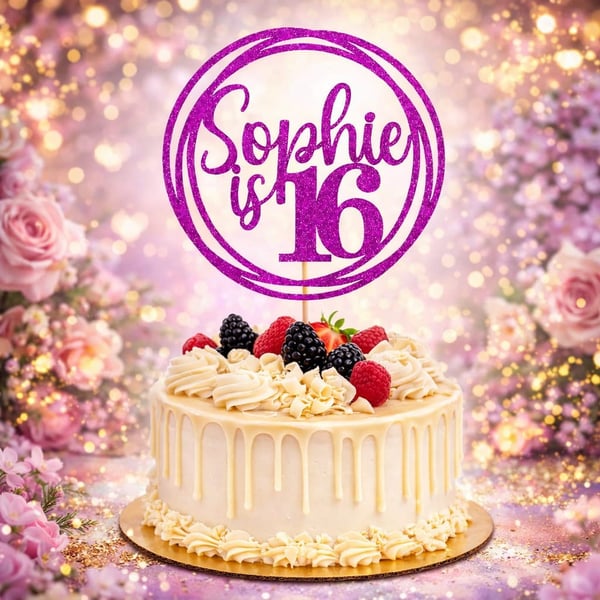 Happy 16th Birthday Cake Topper, 16th Birthday Cake Topper, Custom Cake Topper