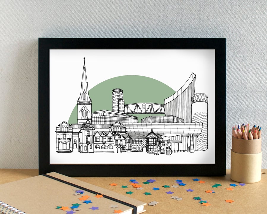 Salford Landmarks Skyline Art Print