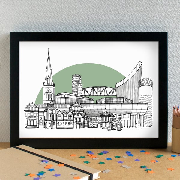Salford Landmarks Skyline Art Print