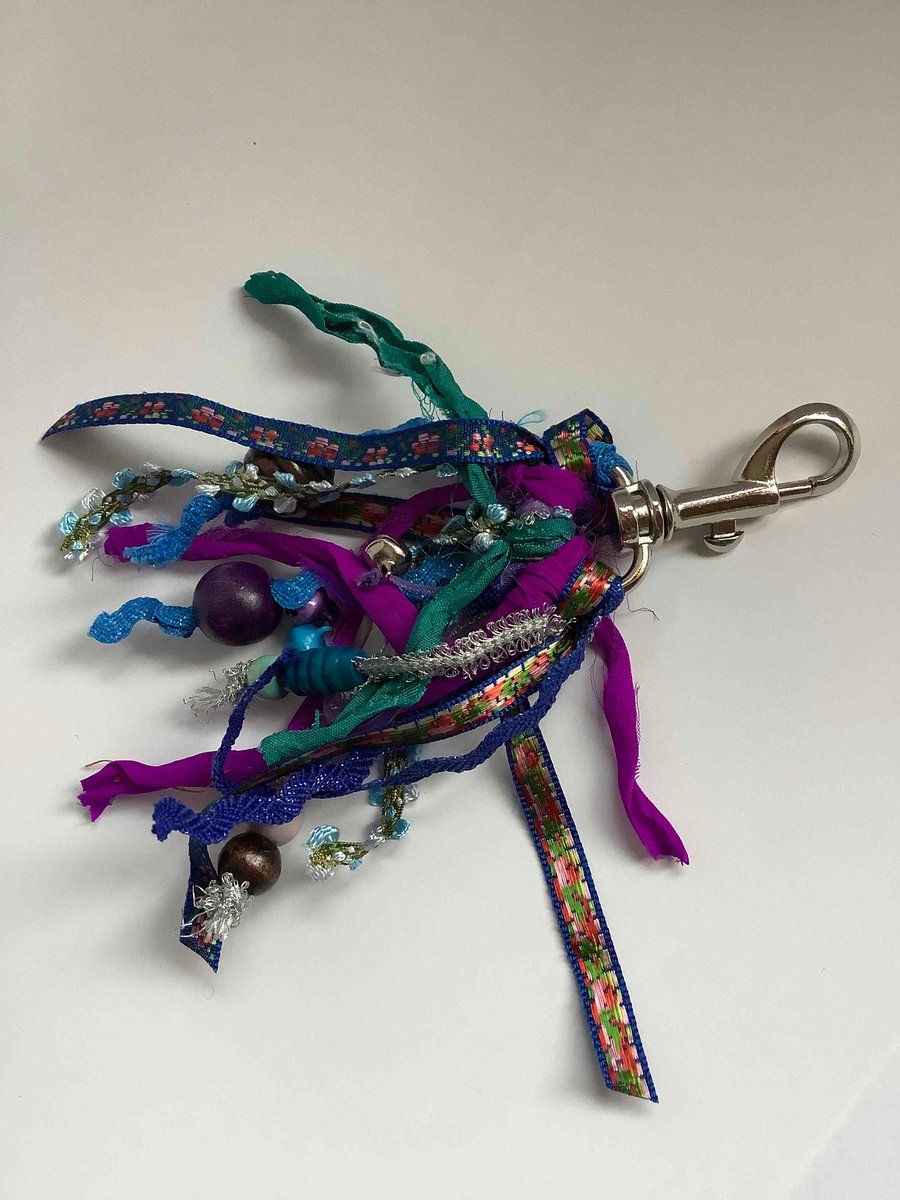 A handmade, cool and funky bag charm