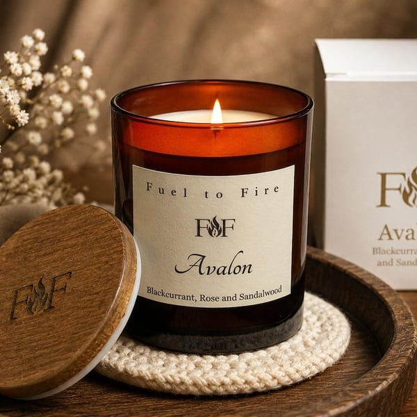 Blackcurrant, Rose & Sandalwood Scented Candle - Coconut Wax - Handmade Gift Box