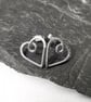 Silver heart stud earrings, infinity hearts