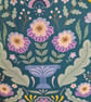 Fabric gift bag: floral display on teal - Image 2