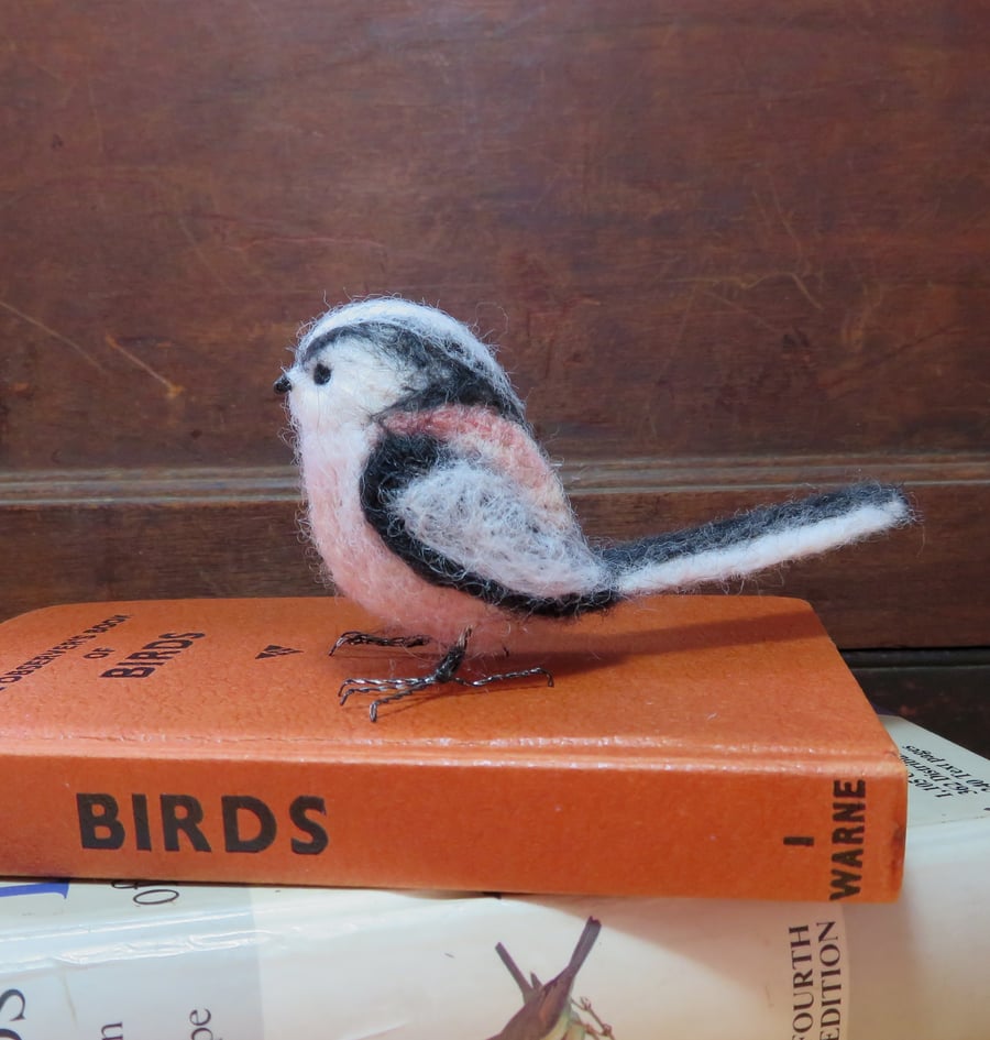 Little Long Tailed Tit - needle felted bird sculpture