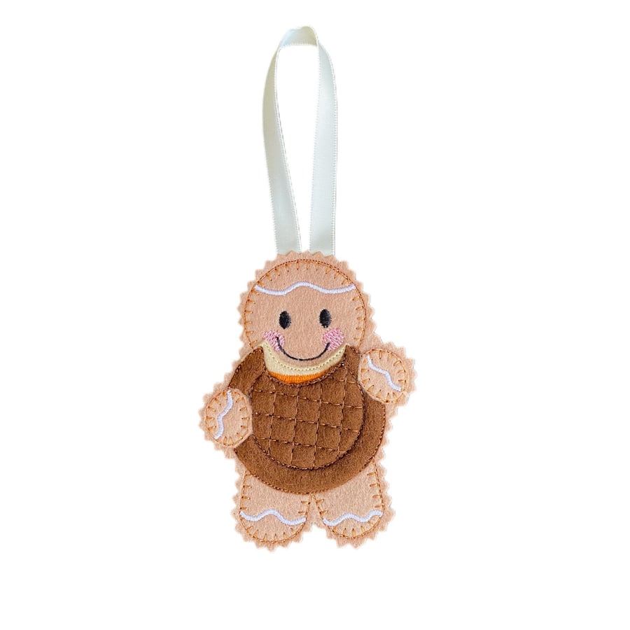 Jaffa Cake Biscuit Gingerbread Man Felt Decoration