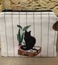 Black Cat Print Fabric Quilted Midi Purse - Image 1