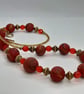 Red and gold polymer clay necklace - Image 3