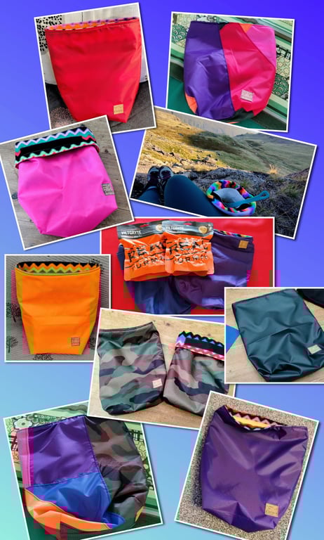 Insulated bags cosies for camping meals and electronics. 