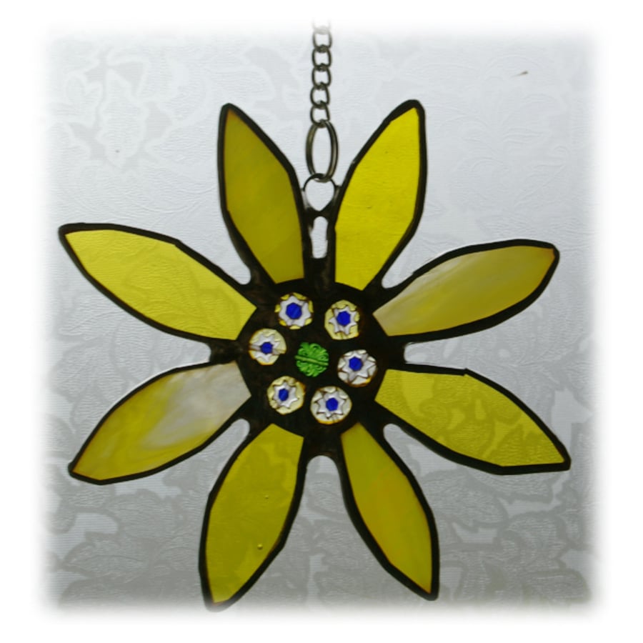 Sunflower Suncatcher Handmade Stained Glass Sunshine Yellow Flower