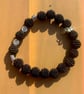 Handmade Black Bobbly Bead Bracelet with Silver-Tone Flower Accents