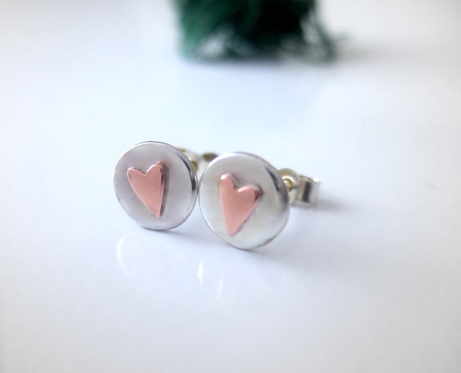 HANDMADE Silver and Gold stud earrings