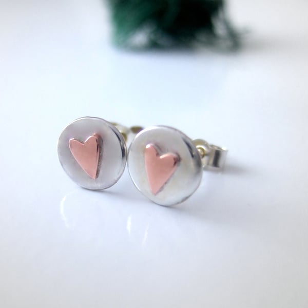 HANDMADE Silver and Gold stud earrings