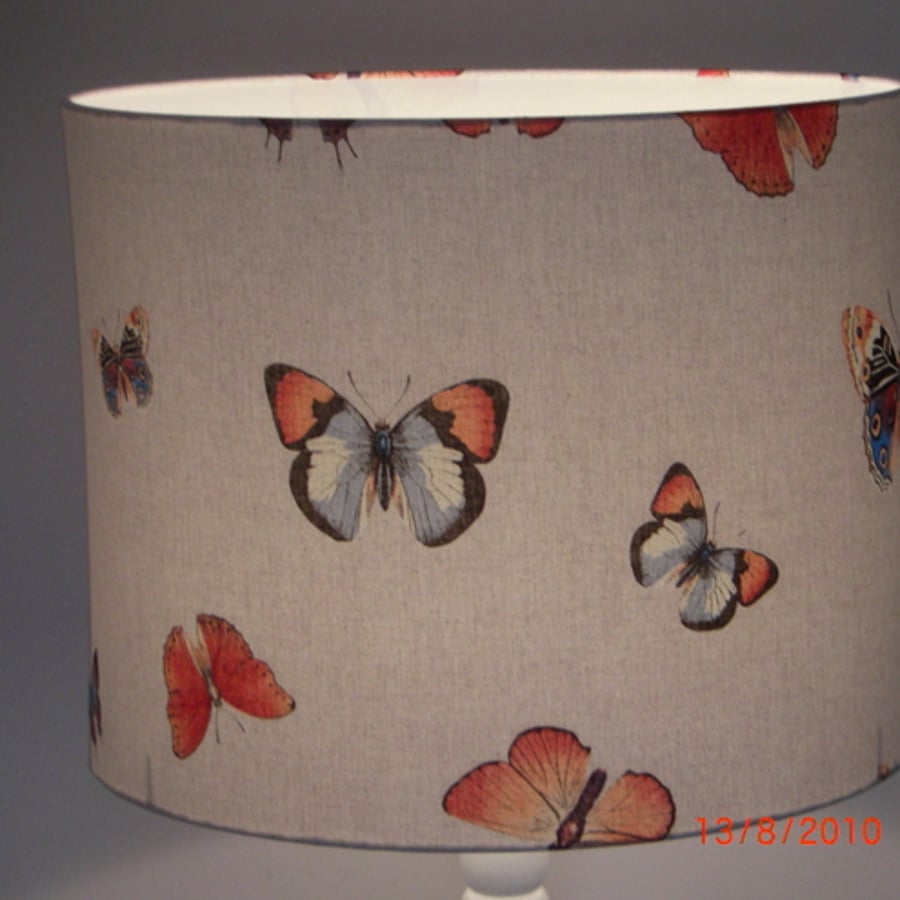 "Butterfies"  Large drum lampshade for standard lamp