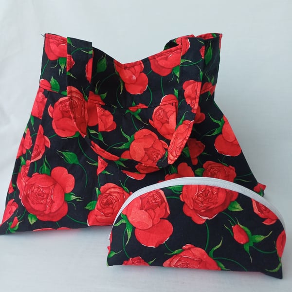 Roses galore glam fabric bag