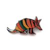 Rainbow Stripe Armadillo Whimsical Resin Brooch by EllyMental