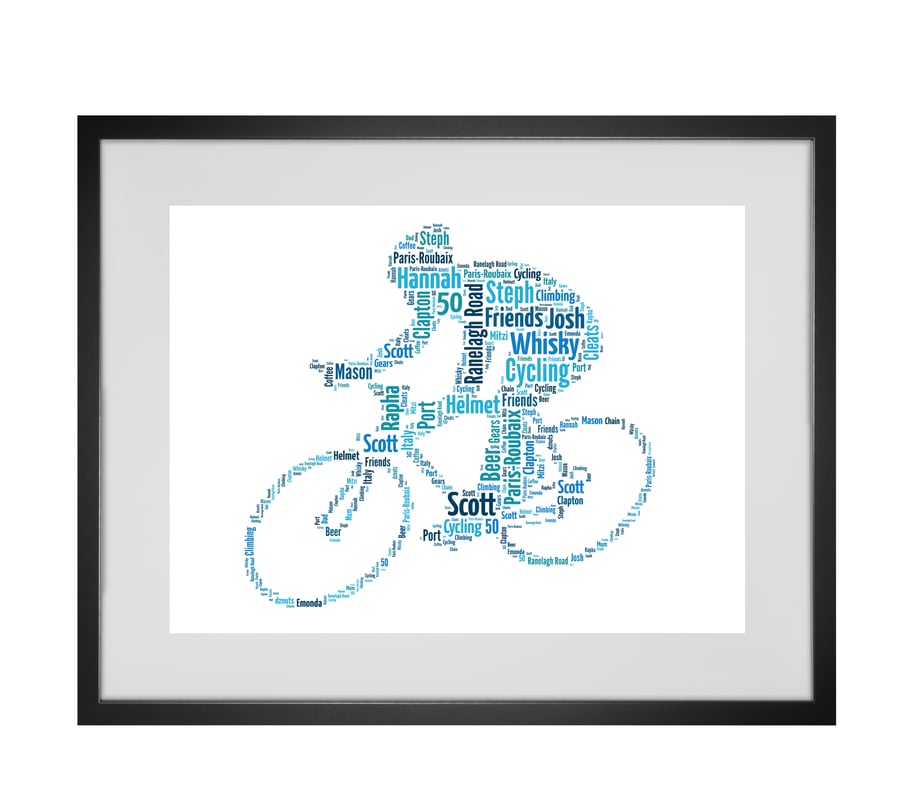 Personalised Cyclist Design Word Art Gifts 