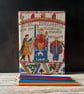 Bayeux Tapestry Handstitched A5 1950s Fabric Journal Notebook Harold Rex Green