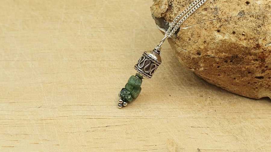 Raw Emerald pendant. May birthstone. Reiki charged